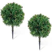 StarTech.com Arbres topiaires artificiels en forme de boule - Avec tige à planter - Lot de 2 - Hauteur 65 cm - Résistants aux UV - Pour l'extérieur - Matériau PE - Vert