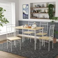 OEM Table de cuisine avec 4 chaises - Ensemble de cuisine - Repas en commun - Design industriel - 109 x 69 x 75 cm
