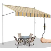 OEM Parasol de terrasse - Parasol de balcon - 250 x 120 cm - Jaune et bleu