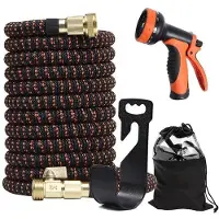 OEM Tuyau d'arrosage 50FT - Léger, non extensible, 10 buses, raccord en laiton massif 3/4"