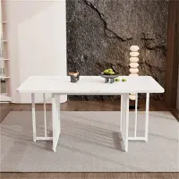 Aiorber Table de salle à manger, moderne et élégante, massive, facile à installer, non pliable, pour salle à manger, bureau, 158 x 76 x 75 cm, blanc