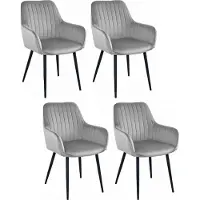 Extreme Furniture Chaise Komodee OSILO - 4 Pieces - GRIS CLAIR - Jambes en métal noir 46 x 55 x 84 cm