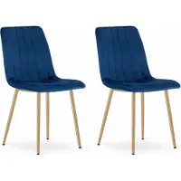 Extreme Furniture Chaise Komodee ORSARA - 2 Pieces - BLEU - Tapisser en velours 51 x 43 x 90 cm