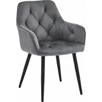 Extreme Furniture Chaise Komodee IRGOLI - 1 Pieces - GRIS FONCÉ - Tapisser en velours 62 x 56 x 84 cm