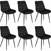 Extreme Furniture Chaise Komodee BARDI - 6 Pieces - NOIR - Tapisser en velours 60 x 54 x 88 cm
