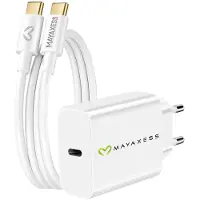 Avizar Mayaxess, chargeur 20 W pour Honor 400 + câble USB-C de 1 m, blanc