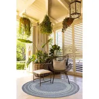 OEM Ibenzoa Tapis d'extérieur rond résistant aux intempéries pour terrasse et balcon, 140 cm