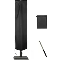 OEM Parasol résistant à l'eau, avec fermeture éclair et mât, dimensions : 190 cm x 50 cm x 30 cm, robuste, résistant aux UV, idéal pour terrasse, jardin, marché, couleur : noir