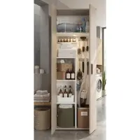 Happy Babies Meuble de rangement 60 cm | Cachemire | Meuble de rangement pour aspirateur, balais à franges et produits d'entretien | Hauteur 176 cm – Panneau stratifié de 16 mm, finition mate - Artisan