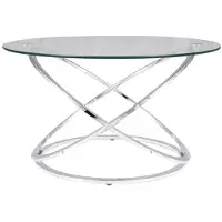 Feldmann-Wohnen Table basse en verre Eos, dimensions : 80x80x46 cm, finition chromée