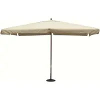 Cosma Parasol d'extérieur 3 x 3 m avec mât central en bois et toile à bordure « Arlecchino » - Beige