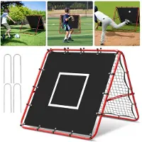 Vigevee Lot de 2 filets de rebond double face pour le football, 120 x 120 cm, avec bâche de cible 420D, angle réglable, pliables, filets d'entraînement pour le jardin et l'entraînement de football