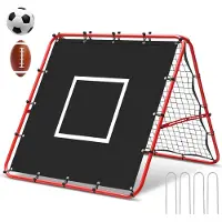 Vigevee Filet de rebond de football double face 120 x 120 cm avec toile de cible 420D, angle réglable, pliable, filet d'entraînement pour le jardin et l'entraînement de football
