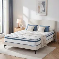 Tribesigns Matelas 90 x 200 cm, hauteur 25 cm, H3, orthopédique 9 zones, matelas à ressorts ensachés, matelas à ressorts avec mousse à mémoire de forme et gel, tissu Lyocell