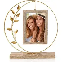 OEM Cadre photo personnalisé (10 x 15 cm) avec double vitrage et acier inoxydable - Peut contenir 2 photos - Cadeau idéal pour une maman ou une grand-mère (doré)