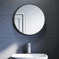 SUNXURY miroir de salle de bain miroir mural rond Ø50 cm cadre en aluminium miroir