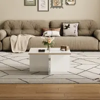 Aiorber Table basse, DIY Table basse,Plateau de table brillant,Matériaux de haute qualité,Combinaison libre, stable,pour salon,chambre à coucher, 81x81x40cm, Blanc