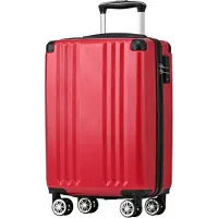Aiorber Valise , 4 roulettes, roues spinner, barre télescopique multilock, finition brossée, serrure à combinaison de pouce TSA, matériau ABS, 66,5x45,5x28 cm, rouge