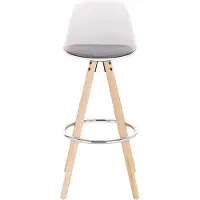Dripio Tabouret de bar haut Helve - Hauteur d'assise 75cm - Gris/Blanc - 1 set - Cuisine - Tabouret de bar - Avec dossier - Similicuir - Structure brune