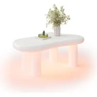 Aiorber Table basse en forme de nuage, éclairage LED 16 couleurs, tiroir, moderne, espace de rangement, 98×65,5×40cm, blanc