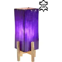 Marrakesch Orient & Mediterran Interior Lampe de table en cuir Janka Lila avec support marron