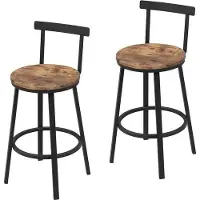 Dripio lot de 2 tabourets de bar - Assise bois - Marron - Structure métal - Design ergonomique - Hauteur d'assise 65 cm - Pour cuisine, îlot ou bar - Robuste et élégant - 51,5 x 51,5 x 89 cm