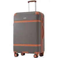 Aiorber Valise, coque rigide, 24 pouces, valise trolley,résistante à la pression et à l'abrasion, matériau ABS, serrure à combinaison de pouce TSA, 66x44x26,5cm, marron