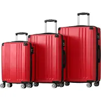 Aiorber Ensemble de valises,roues Spinner,grande capacité,barre télescopique Multilock,surface brossée,convient pour les voyages,voyages d'affaires,rouge