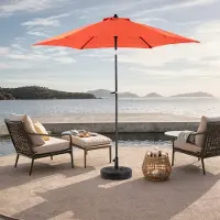 Aiorber Parasol, Outdoor Parasol, avec manivelle sans support, 100 % polyester, pliable des deux côtés, 12 baleines en acier, pour jardin & piscine