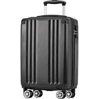 Aiorber Valise , 4 roulettes, poignée télescopique, finition brossée, serrure douanière TSA, matériau ABS, 56,5x37,5x22,5 cm, noir