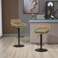 Aiorber Tabouret de bar,set de 2, avec hauteur et repose-pieds réglables, structure métallique robuste, fonction pivotante à 360°, pour cuisine, salle à manger, 49x48x89cm, Beige