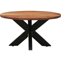 Marrakesch Orient & Mediterran Interior Table basse Abele 70 cm ronde avec plateau en bois massif & piètement en X