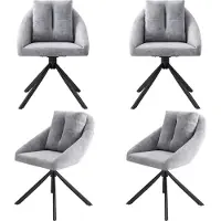 Aiorber Chaise de salle à manger, 4 pièces-St,velours,design ergonomique,avec roulettes pivotantes,stable et durable, structure métallique, convient pour le salon, la salle à manger,Gris
