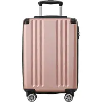 Aiorber Valise , 4 roulettes, poignée télescopique, finition brossée, serrure douanière TSA, matériau ABS, 76,5x50,5x31,5 cm, rose