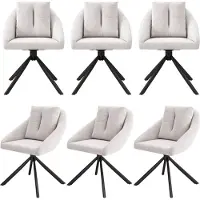 Aiorber Chaise de salle à manger, 6 pcs,velours,design ergonomique,avec roulettes pivotantes,stable et durable,structure métallique,convient pour salon, salle à manger,Beige