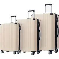 Aiorber Ensemble de valises,roues Spinner,grande capacité,barre télescopique Multilock,surface brossée,convient pour les voyages,voyages d'affaires,crème