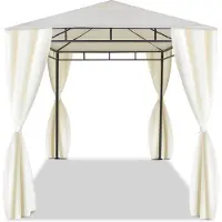 Frankystar Gazebo extérieur 3x2 M en fer forgé élégant gazebo de jardin complet avec rideaux latéraux couleur écru