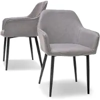 Frankystar Milano - Ensemble de 2 chaises design en simili cuir recouvert de gris anthracite. Ensemble de 2 chaises pour la salle à manger, le bureau, l'étude. Sièges avec accoudoirs en similicuir