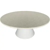 Frankystar Artù White - Table de salle à manger ronde ⌀ 120 cm en bois stratifié avec base conique en métal-Gris texturé