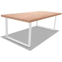 Frankystar Table de salle à manger en bois et métal - pieds blancs carrés - 220x100 cm