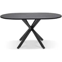 Frankystar Marui Big - Table à manger ovale en bois et métal avec pied central Kiso 180x100 cm - bois noir