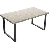 Frankystar Table à manger en bois et métal avec pieds carrés noirs 160x90 cm Gris texturé