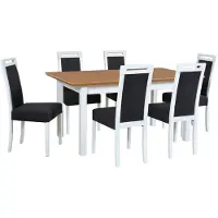 LeafDesign Ensemble de table à manger, chaises de salle à manger en hêtre, tables et chaises de salle à manger, chaises de cuisine et de salle à manger modernes, 6x chaise ROMA 5+table WENUS 5LS