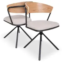Frankystar Seul - Lot de 2 chaises design en métal, dossier en bois massif et siège en tissu, pivotant à 360°