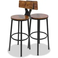 Frankystar Shelby - Lot de 2 tabourets hauts, tabouret de bar avec dossier de style industriel, bois brun