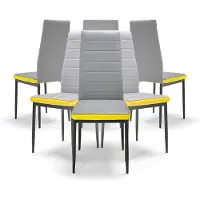 Frankystar ATHENS - Lot de 6 chaises en léther gris