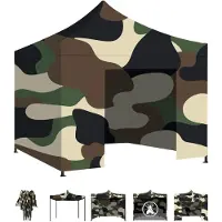 Frankystar Taman 3x3 - Gazebo de jardin pliable avec parois latérales et moustiquaire camouflage