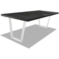 Frankystar Table de salle à manger en bois et métal - pieds blancs trapézoïdaux - 220x100 cm