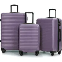 Aiorber Ensemble de valises, bagage à main, matériau ABS, serrure à combinaison de pouces TSA, barre de traction télescopique à trois niveaux, 4 roues, roue silencieuse à 360 degrés,Violet foncé