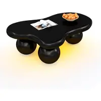 Aiorber Cloud Style Table basse avec LED, 16 couleurs, forme de nuage, pieds ronds, moderne, adaptée aux enfants, 95×62,5×32cm, noir